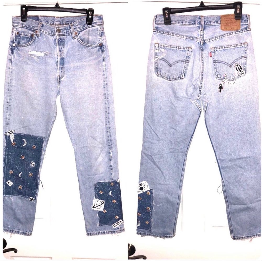 SOLD levi’s vintage buttonfly upcycled jeans